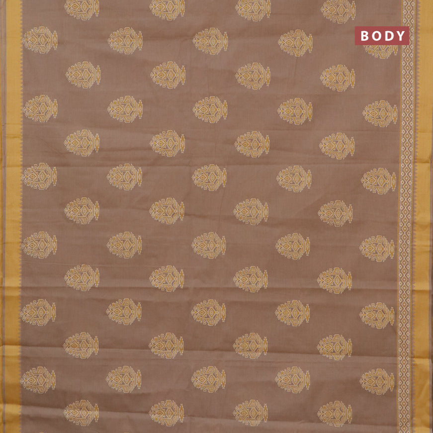 Chirala cotton saree beige and yellow with butta prints and thread woven border