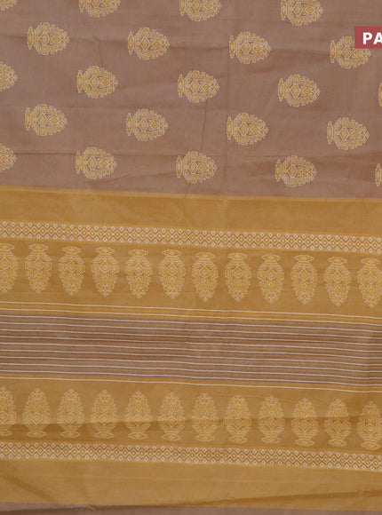 Chirala cotton saree beige and yellow with butta prints and thread woven border