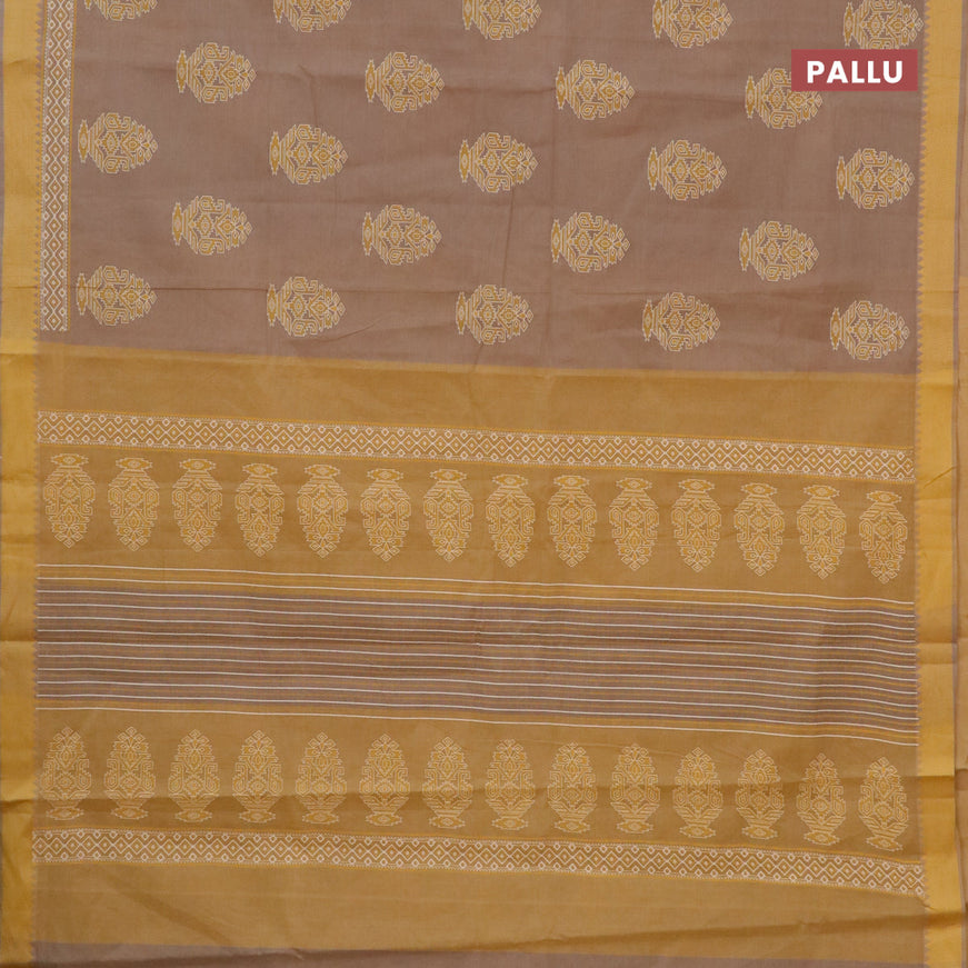 Chirala cotton saree beige and yellow with butta prints and thread woven border