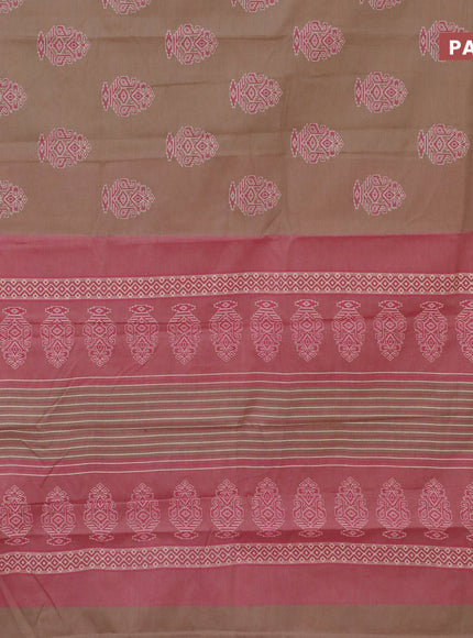 Chirala cotton saree beige and pink with butta prints and thread woven border