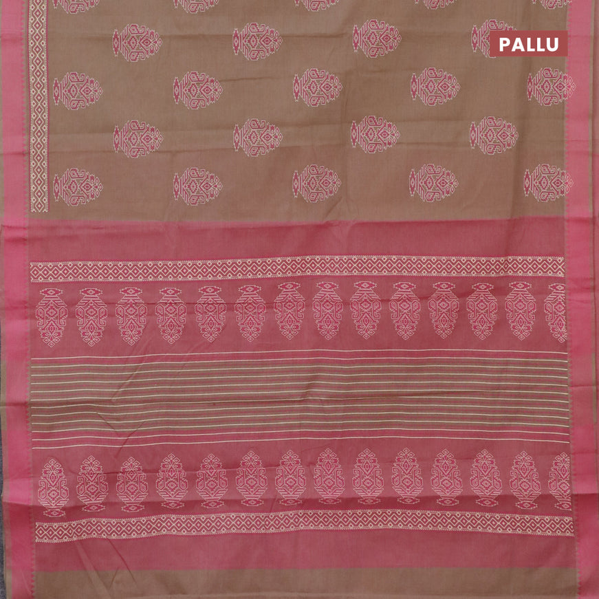 Chirala cotton saree beige and pink with butta prints and thread woven border