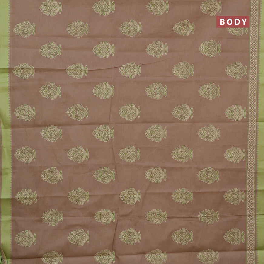 Chirala cotton saree beige and light green with butta prints and thread woven border