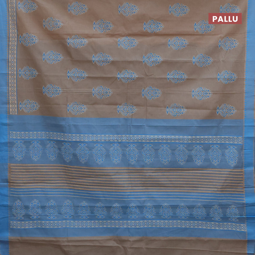 Chirala cotton saree beige and light blue with butta prints and thread woven border