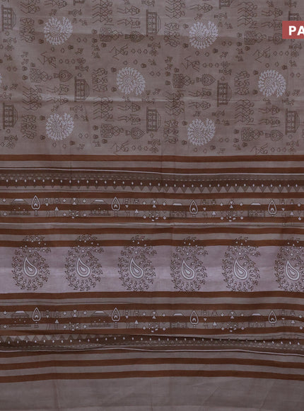 Chirala cotton saree brown shade and off white with allover butta prints and printed border