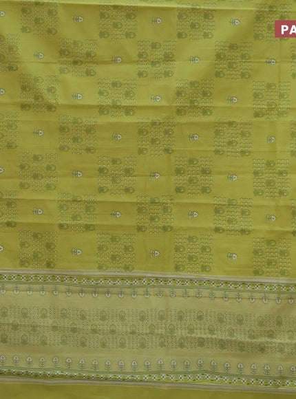 Chirala cotton saree light green with allover prints and thread woven border