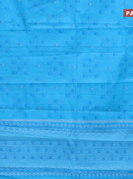 Chirala cotton saree light blue with allover prints and thread woven border