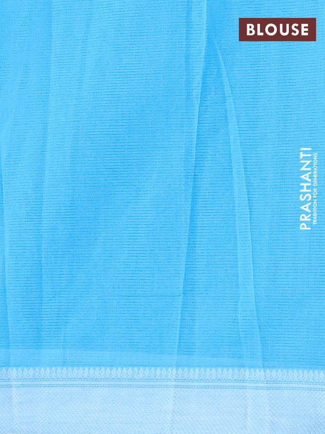 Chirala cotton saree light blue with allover prints and thread woven border