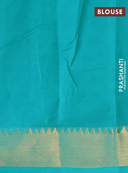 Chirala cotton saree peacock green with allover prints and zari woven border