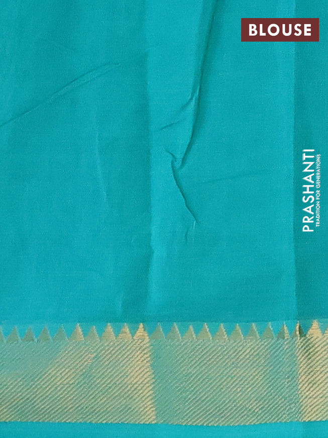 Chirala cotton saree peacock green with allover prints and zari woven border