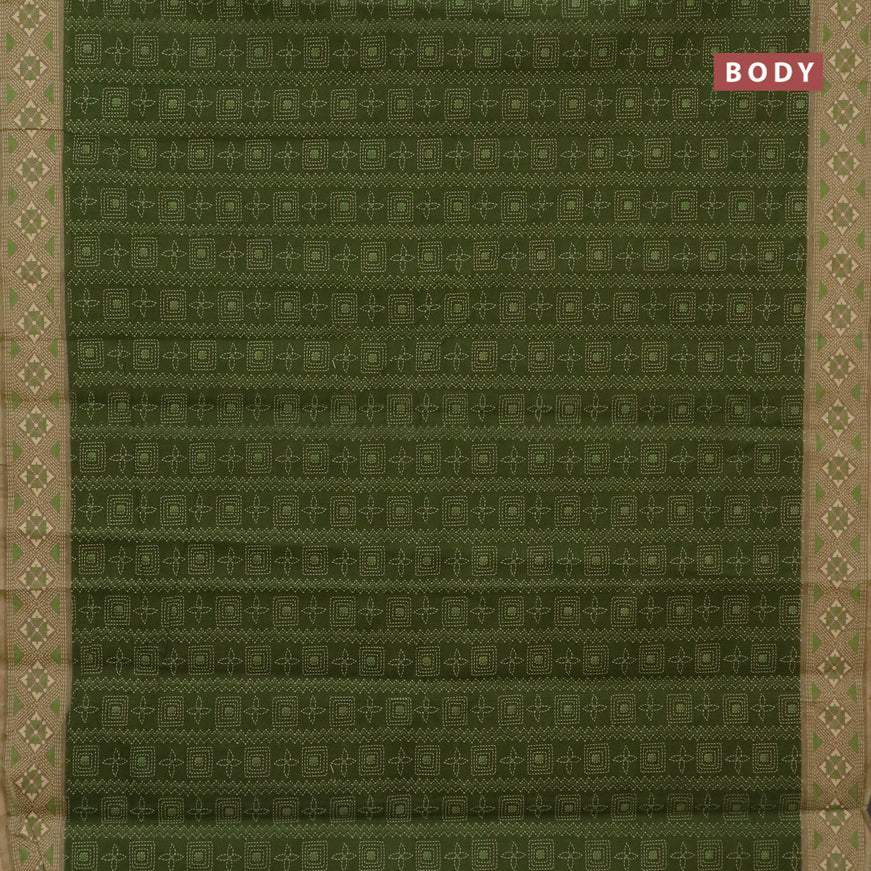 Chirala cotton saree sap green and sandal with allover prints and printed border