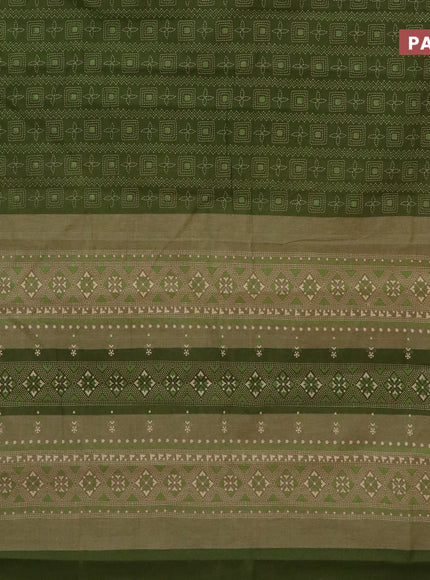 Chirala cotton saree sap green and sandal with allover prints and printed border