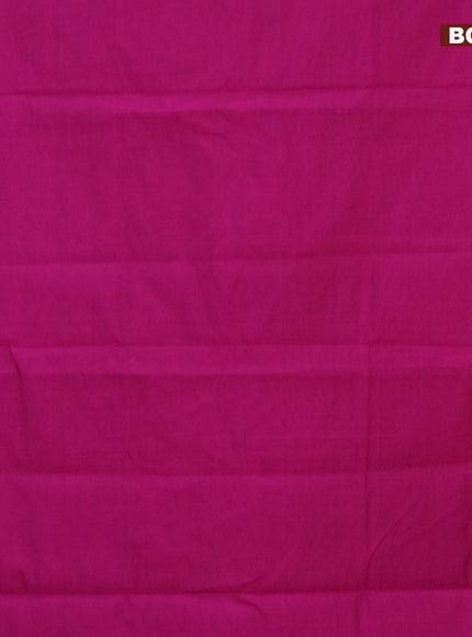 10 Yards poly cotton saree magenta pink and green with plain body and rettapet zari woven border