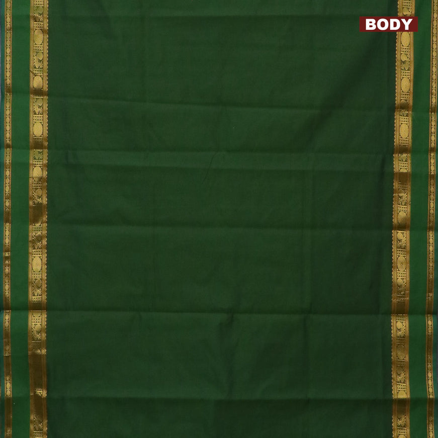 10 Yards poly cotton saree sap green and maroon with plain body and rettapet zari woven border