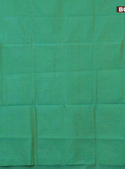 10 Yards poly cotton saree dual shade of teal green and purple with plain body and annam zari woven border