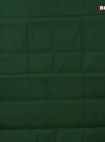 10 Yards poly cotton saree sap green and mehendi green with plain body and annam & rudhraksha zari woven border