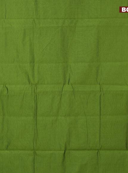 10 Yards poly cotton saree light green and maroon with plain body and annam & rudhraksha zari woven border