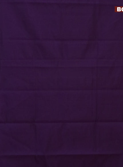 10 Yards poly cotton saree deep violet and mustard shade with plain body and annam & rudhraksha zari woven border