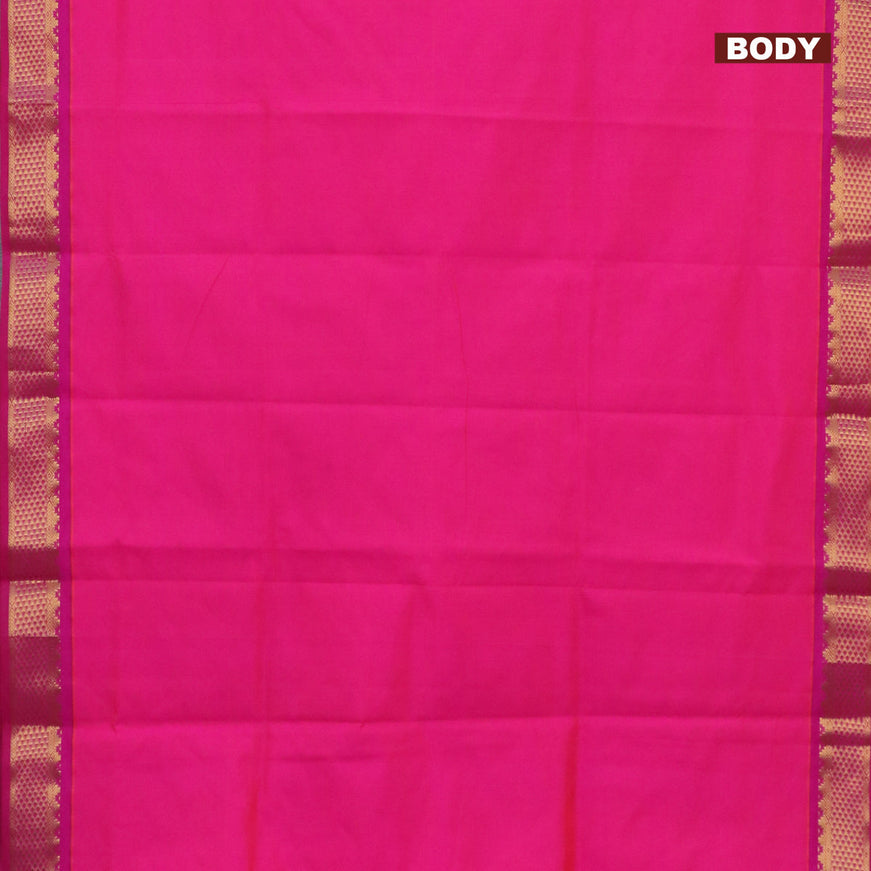 10 Yards poly cotton saree dual shade of pink and pink with plain body and zari woven border