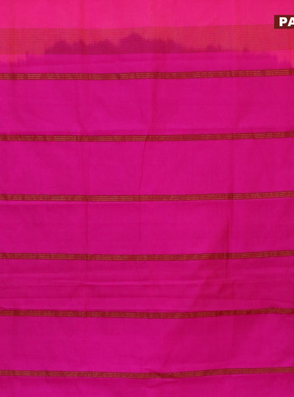 10 Yards poly cotton saree dual shade of pink and pink with plain body and zari woven border