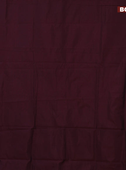 10 Yards poly cotton saree deep maroon and dark mustard with plain body and zari woven border