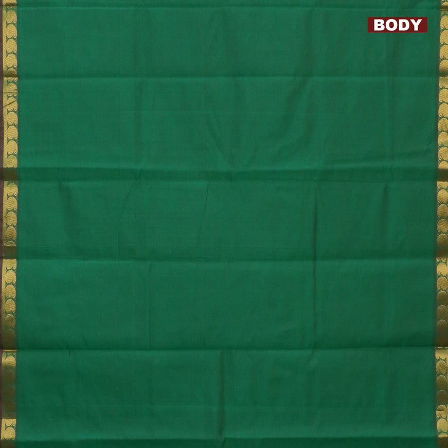 10 Yards poly cotton saree dual shade of green and maroon with plain body and paisley zari woven border