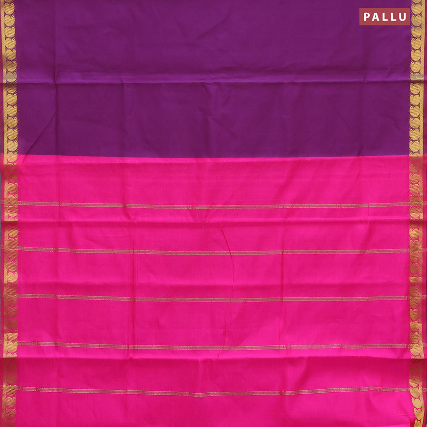 10 Yards poly cotton saree wine shade and candy pink with plain body and paisley zari woven border