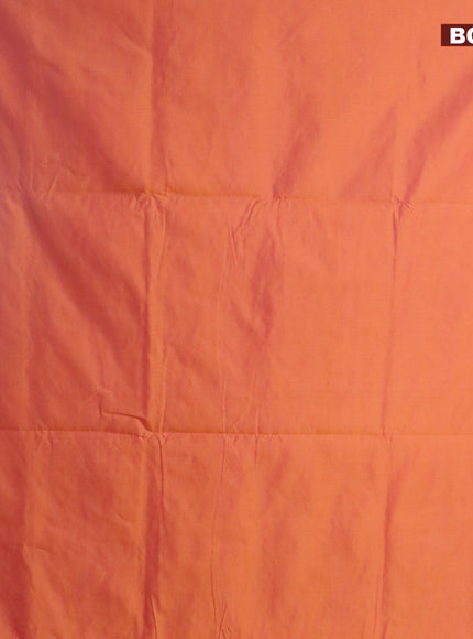 10 Yards poly cotton saree dual shade of pinkish orange and violet with plain body and rettapet zari woven border