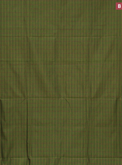 10 Yards poly cotton saree sap green and wine shade with allover checked pattern and zari woven border