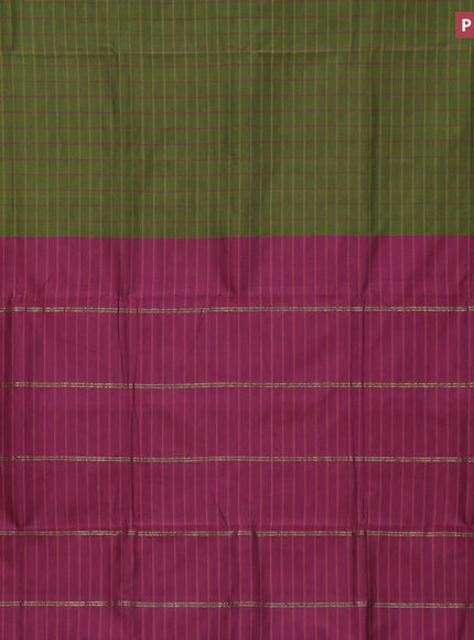 10 Yards poly cotton saree sap green and wine shade with allover checked pattern and zari woven border