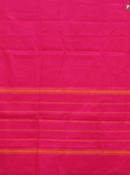 10 Yards chettinad cotton saree pink and orange with plain body and thread woven border & woven blouse