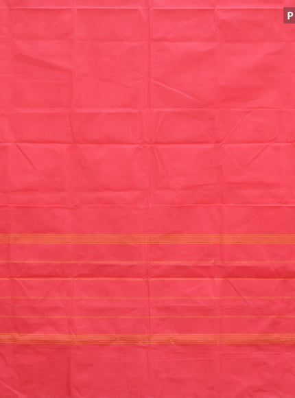 10 Yards chettinad cotton saree peach pink with plain body and zari woven border & woven blouse