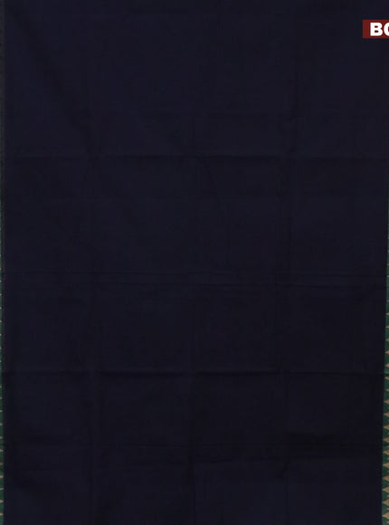 10 Yards chettinad cotton saree dark navy blue and maroon with plain body and thread woven simple border & woven blouse