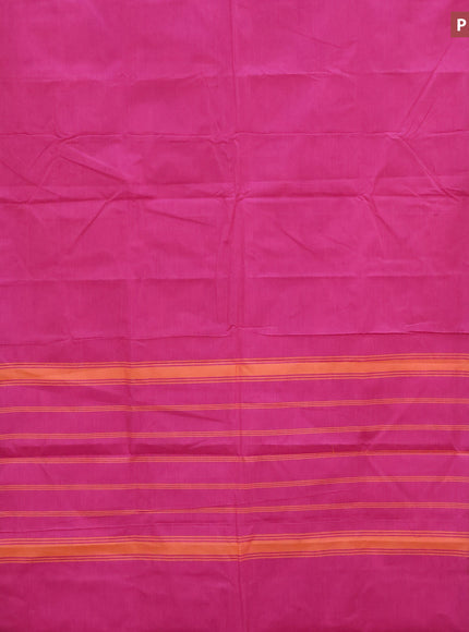 10 Yards chettinad cotton saree pink with plain body and thread woven border & woven blouse