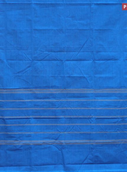 10 Yards chettinad cotton saree cs blue and blue with plain body and thread woven border & woven blouse