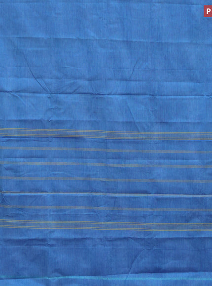 10 Yards chettinad cotton saree pastel blue and blue with plain body and thread woven border & woven blouse