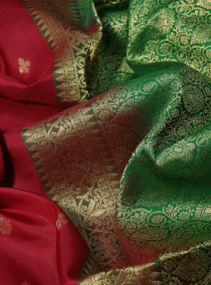 Pure soft silk saree maroon and green with zari woven buttas and zari woven butta border