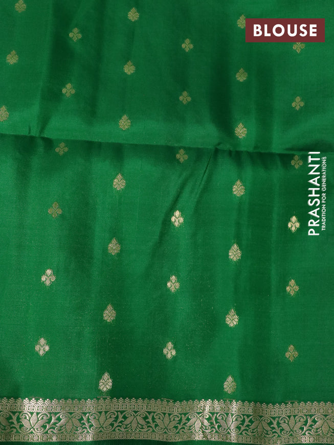 Pure soft silk saree maroon and green with zari woven buttas and zari woven butta border