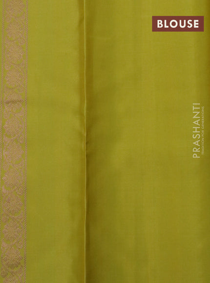 Pure soft silk saree light blue and yellow with silver & zari weaves and zari woven border