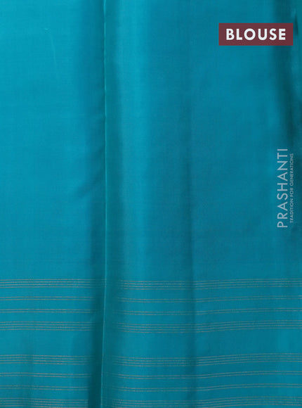 Pure soft silk saree purple and teal blue with silver & zari weaves and zari woven border