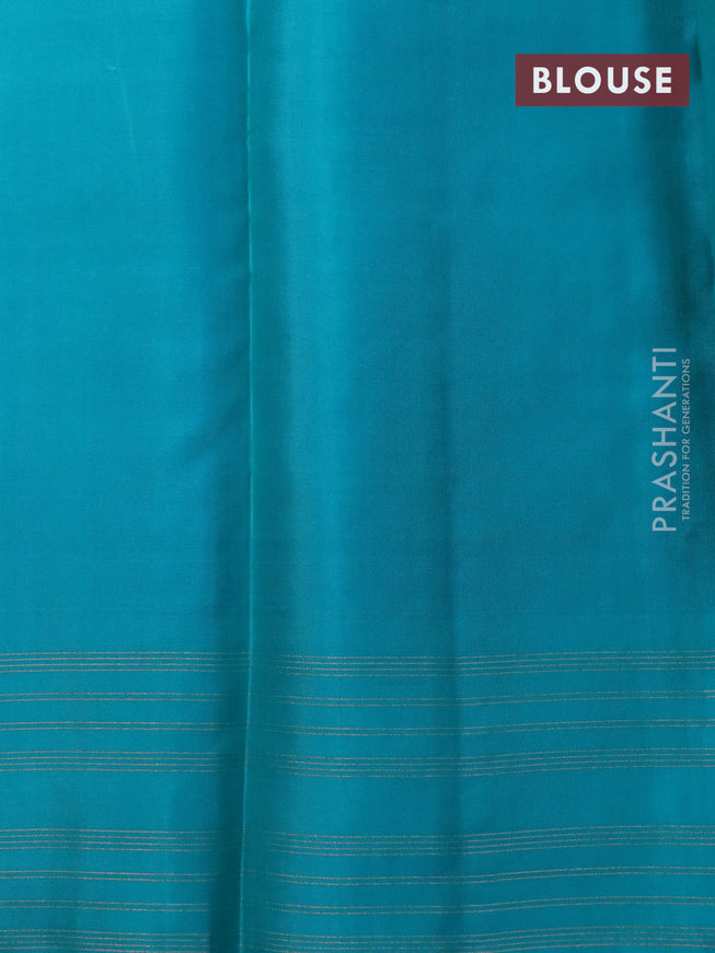 Pure soft silk saree purple and teal blue with silver & zari weaves and zari woven border