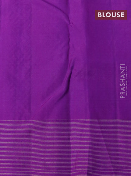 Pure soft silk saree light blue and purple with allover silver zari woven brocade weaves and zari woven border