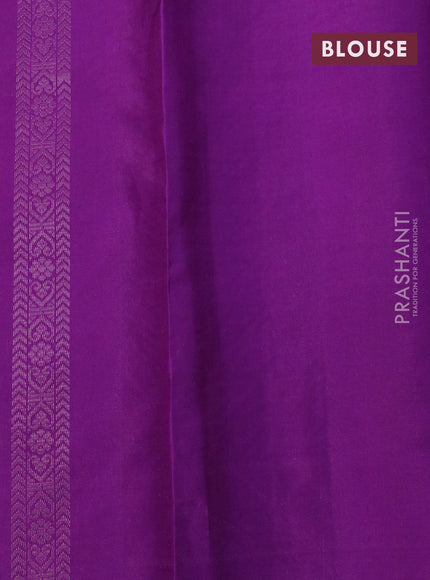 Pure soft silk saree sandal and purple with allover zari woven brocade weaves and zari woven border