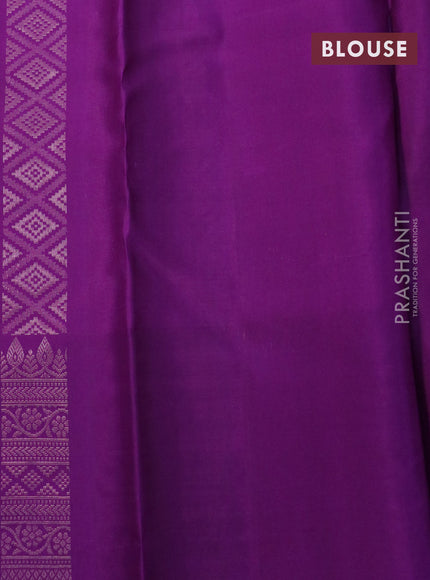 Pure soft silk saree sandal and purple with allover zari woven brocade weaves and zari woven border