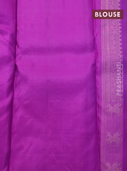 Pure soft silk saree light blue and purple with allover zari woven brocade weaves and zari woven border