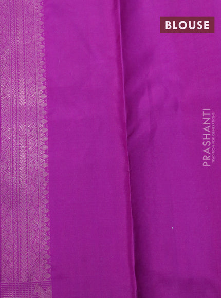 Pure soft silk saree grey and purple with allover zari woven brocade weaves and zari woven border