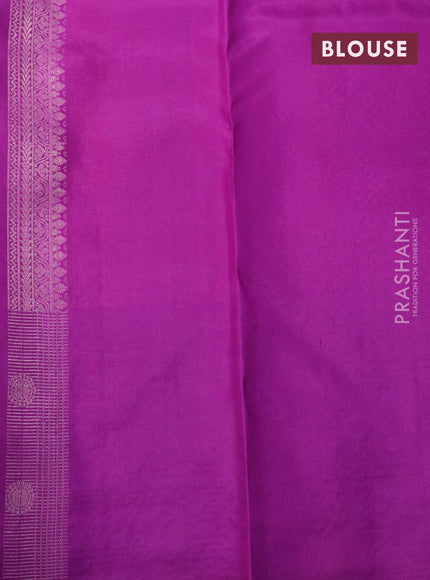 Pure soft silk saree mango yellow and purple with allover zari woven brocade weaves and zari woven border