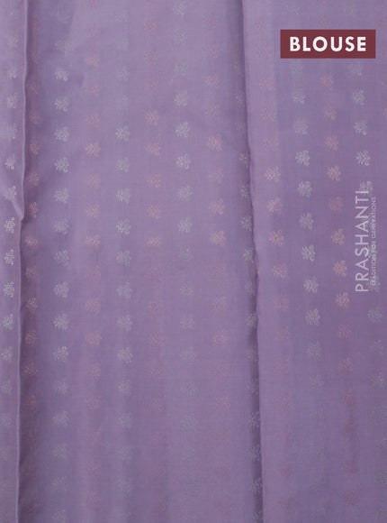 Pure soft silk saree deep purple and pastel lavender with silver & copper zari weaves and zari woven butta border