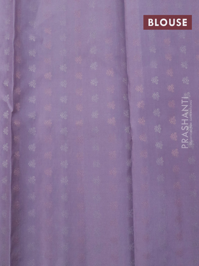 Pure soft silk saree deep purple and pastel lavender with silver & copper zari weaves and zari woven butta border