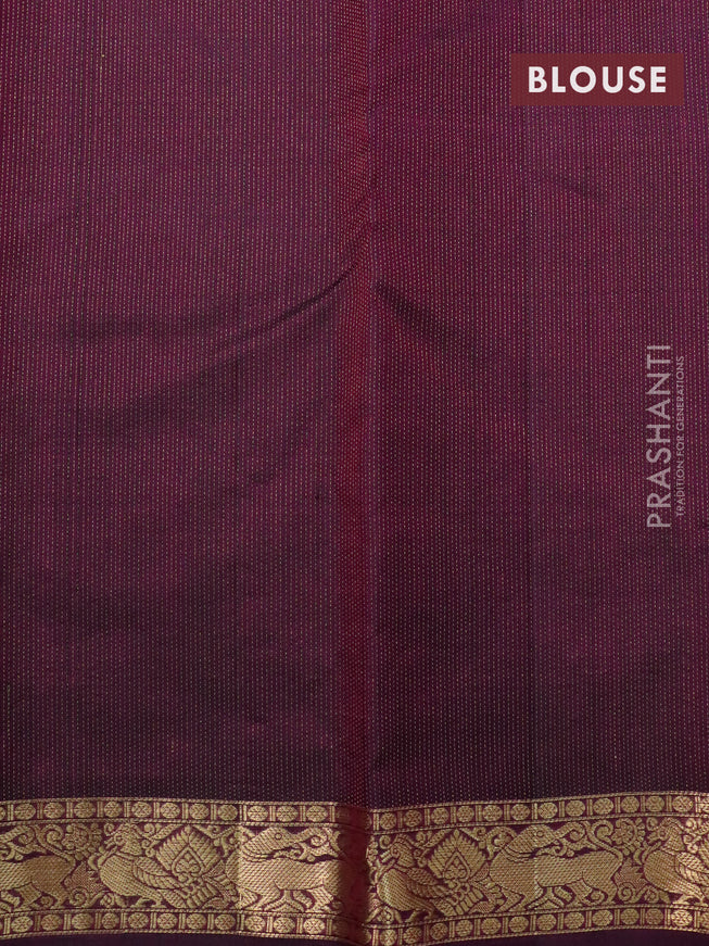 Pure soft silk saree dual shade of pinkish orange and dark magenta pink with zari woven buttas and annam zari woven korvai border