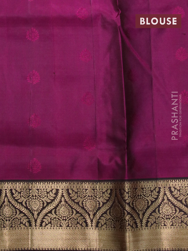 Pure soft silk saree magenta pink and coffee brown with zari woven buttas and zari woven border